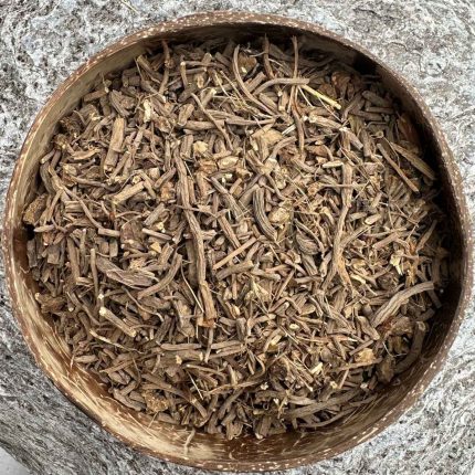 valerian root organic dried herb in bowl