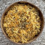 Organic dried calendula flowers cut
